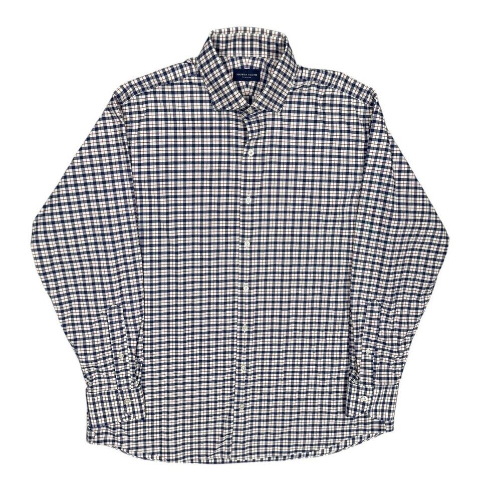 Proper Cloth Performance Dress Shirt Check Stretch Long Sleeve 41 16 Large
